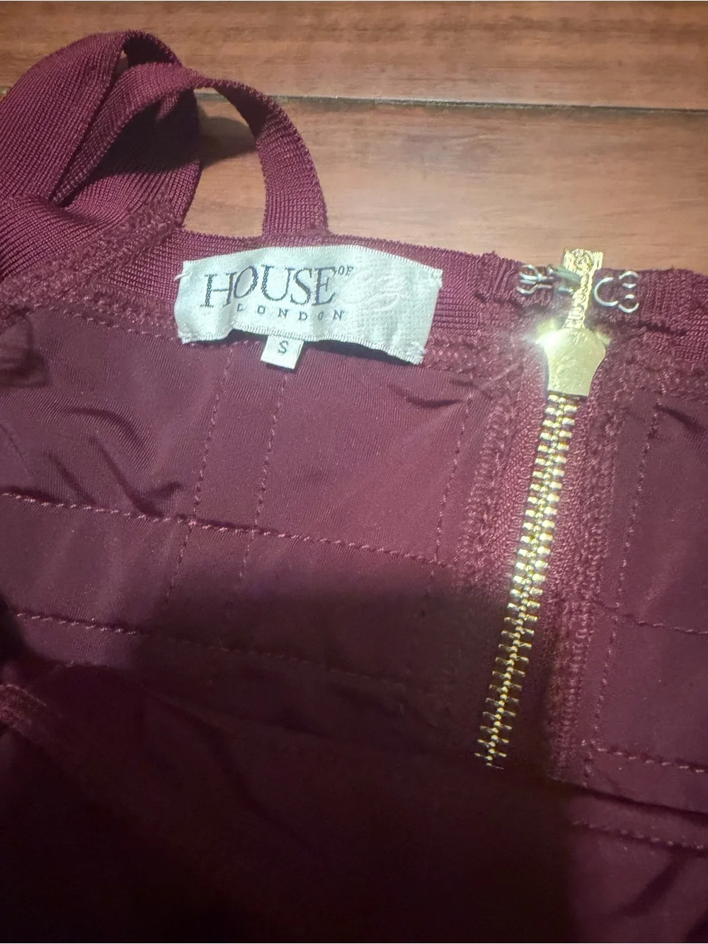 House of CB Burgundy Velvet Structured Bodycon Mini Dress - Picture 6 of 10